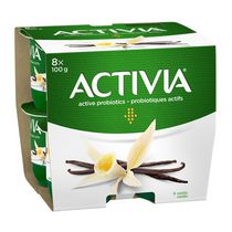 Activia Yogourt probiotique, saveur vanille, (emballage de 8)