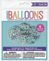 6 ballons d'anniversaire scintillants transparents de 12 " avec confettis