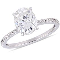 Miabella 2 Carat T.G.W. Moissanite And 1/10 Carat T.W. Diamond 14 K White Gold Engagement Ring