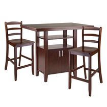 Winsome Albany 3-pc  Set High Table w/Ladder Back Counter Stools