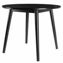 Winsome Moreno 36" Round Drop  Leaf Table, Black Finish