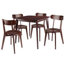 Winsome Pauline 5-Pc Set Table with Chairs, Walnut Finish