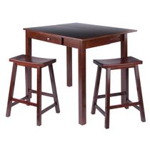 Winsome Perrone 3pc Set High Tabe with Saddle Seat Stools