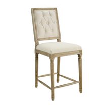 Hayes Linen Tufted Square Back Counter Stool