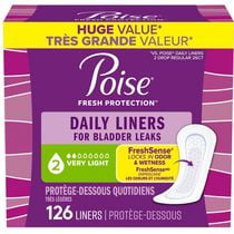 Protège-dessous quotidiens Poise, protège-dessous d’incontinence, absorption très légère à 2&nbsp;gouttes, réguliers, 126&nbsp;protège-dessous.