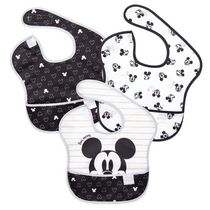 Bumkins Disney SuperBib, bavoir bébé, imperméable, lavable, résistant aux taches et aux odeurs, 6-24 mois - pack de 3 - Love Mickey Mouse
