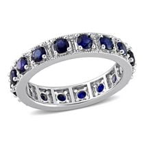 Miabella 1-7/8 Carat T.G.W. Created Blue Sapphire Sterling Silver Eternity Band