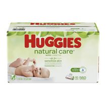 Lingettes pour bébés HUGGIES Natural Care, emballages souples jetables (emballage de 11, total de 560 feuilles), sans parfum, sans alcool, hypoallergéniques