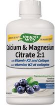 Calcium & Magnésium Citrate 2:1 avec vitamine K2 et collagène, Bleuet, 500 ml