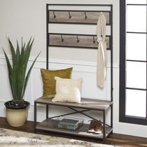 Manor Park Arbre d’entrée industriel en métal et bois de 182 cm (72 po) - Lavis Gris