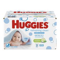 Lingettes pour bébés HUGGIES One and Done rafraîchissantes, recharges (emballage de 3, total de 624 feuilles), parfumées, sans alcool, hypoallergéniques
