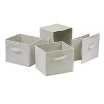 Winsome Capri Set of Foldable Beige Fabric Baskets