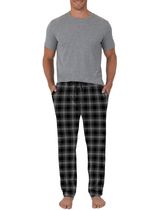 Fruit of the Loom Men's Sleep Set Crew Neck Top and Fleece Pant 2 Piece Pajama Set Grey