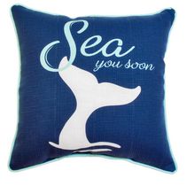 Coussin décoratif intérieur/extérieur hometrends à motif de queue de baleine avec libéllé « Sea you soon »