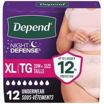 Sous-vêtement d’incontinence de nuit Night Defense de Depend pour femmes, P-TG