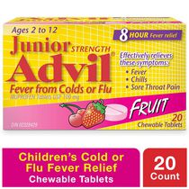 Junior Strength Advil Fever Relief from Colds or Flu Ibuprofen Chewable Tablets, Fruit, 20 Count