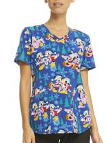 Haut à encolure en V pour femme Scrubstar, Joie de Noël Disney