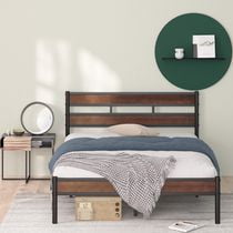 Zinus 39 Inch Roman Bamboo and Metal Platform Bed Frame