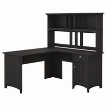 Bureau en L 60L avec huche Salinas de Bush Furniture, noir vintage