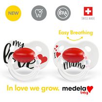 La nouvelle sucette ORIGINALE Medela Baby est parfaite pour un usage quotidien, sans BPA, légère et orthodontique - Sucette pour bébé 0-6 mois – Emballage de 2