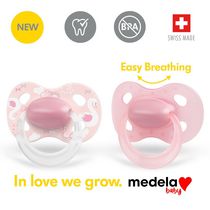La nouvelle sucette ORIGINALE Medela Baby est parfaite pour un usage quotidien, sans BPA, légère et orthodontique - Sucette pour bébé 0-6 mois – Fille