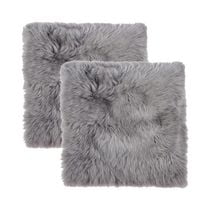 H-Natural 2-Pack 100% New Zealand Sheepskin Chair Seat Cover 17"X17"