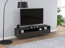 Meuble de télévision - 55 po bois gris / Deux tiroirs et trois étagères
