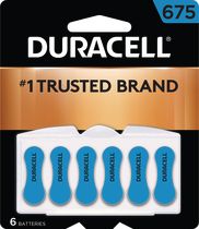 Duracell Hearing Aid Batteries with Easy-Fit Tab, Size 675, 6 Pack