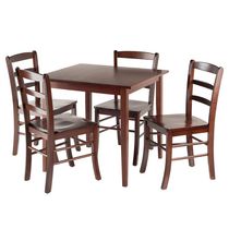 Winsome Groveland 5Pc Square Dining Table with 4 chairs in Walnut Finish