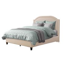 CorLiving  Fabric Bed Frame with Arched Headboard and Nailhead Trim Accents