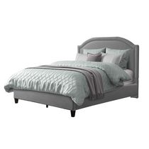 CorLiving  Fabric Bed Frame with Arched Headboard and Nailhead Trim Accents