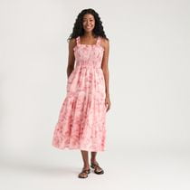 Robe à volants imprimée et froissée avec haut smocké Mexx pour femmes