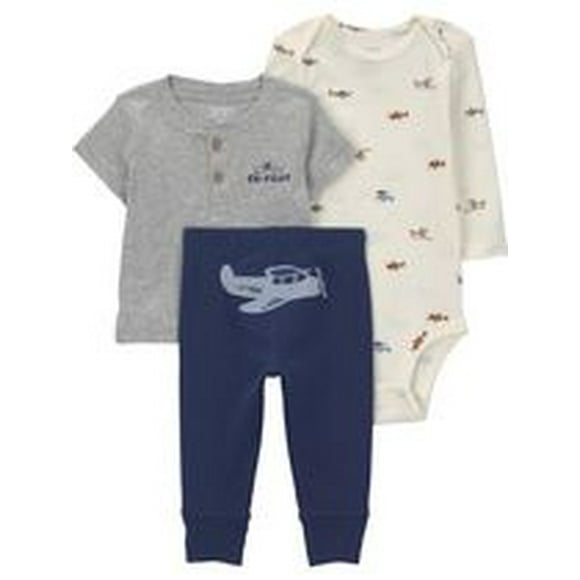 Carter's Child of Mine IB Pant Set - Gray Airplane