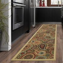 Ottomanson Ottohome Collection Non-Slip Rubberback Paisley Design Indoor Area Runner Rug, Beige