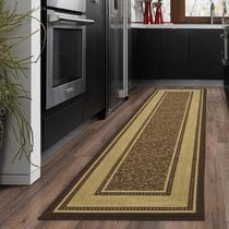 Ottomanson Ottohome Collection Non-Slip Rubberback Bordered Design Indoor Area Runner Rug/Entryway Mat
