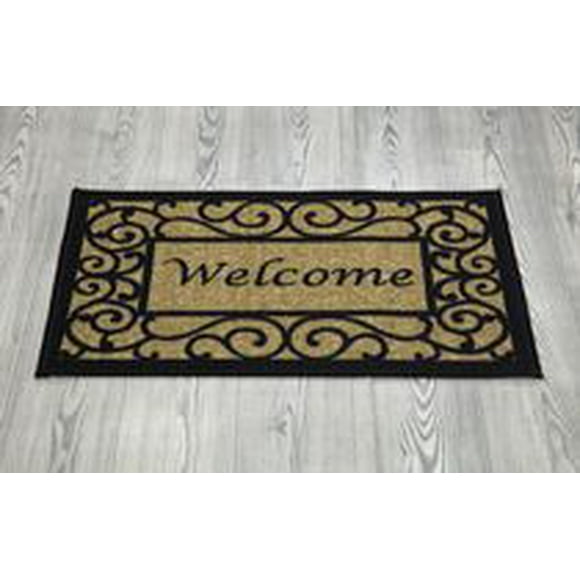 Ottomanson Ottohome Collection Non-Slip Rubberback Floral Border Design 20x30 Indoor/Outdoor Doormat, 20" x 30", Multicolor