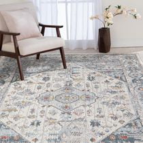 Vesta Cream and Blue Woven Area Rug