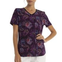 Scrubstar Women's Disney Villians "Villians Glow" V-Neck Print Top