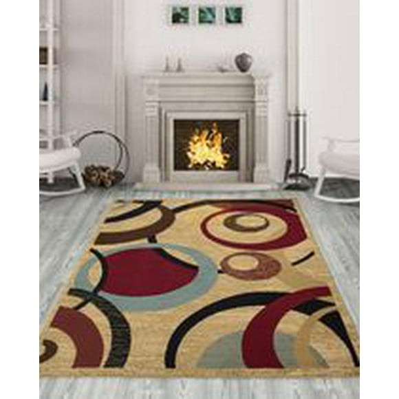 Ottomanson Royal Collection Jute Backing Geometric Design Indoor/Outdoor Area Rug, Beige