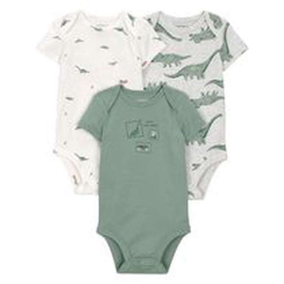 Carter's Child of Mine Infant Boy 3pk Bodysuits Short Sleeve Green Dino