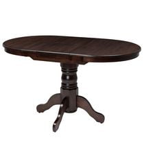 Table à manger ovale extensible en bois massif et placage Dillon de CorLiving pour 4 à 6 personnes - Meubles de cuisine et de salle à manger extensibles, table à piédestal extensible, table avec rallonge