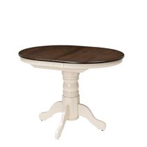 CorLiving Dillon Extending Oval Cream And Brown Wood Pedestal Dining Table
