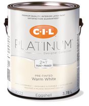 Peinture d'intérieur 2 en 1 préteintée CIL® Platinum®, blanc chaud / blanc cassé, coquille d'œuf, 3,78 L