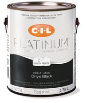 Peinture d'intérieur 2 en 1 préteintée CIL® Platinum®, noir onyx / noir, coquille d'œuf, 3,78 litres