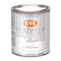 Peinture d'intérieur 2 en 1 préteintée CIL® Platinum®, blanc brillant / blanc, semi-lustré, 925 ml