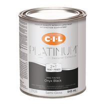 Peinture d'intérieur 2 en 1 préteintée CIL® Platinum®, noir onyx / noir, semi-lustré, 945 ml