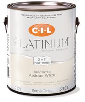 Peinture d'intérieur 2 en 1 préteintée CIL® Platinum®, blanc antique / blanc cassé, semi-lustré, 3,78 litres