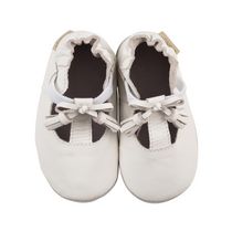 Robeez - Baby, Infant, Toddler, Girls - Soft Sole Suede Leather Shoes with Suede Sole - Meghan - White