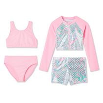 Btween Girls' Mix and Match Swim 4-Piece Set