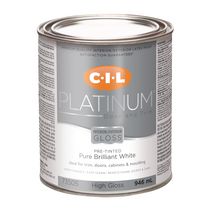 "Peinture CIL® Platinum® pour portes et moulures préteintées pour l'intérieur et l'extérieur à haute brillance, Blanc brillant / Blanc, 946 ML
